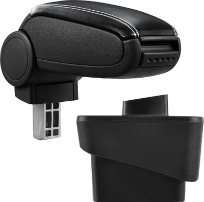 Produktbild von [pro.tec] Mittelarmlehne Passgenau für Audi A1 (8X, ab Bj. 2010) - Armauflage mit Staufach - gepolstert - schwarz Kunst-Leder mit weissen Nähten