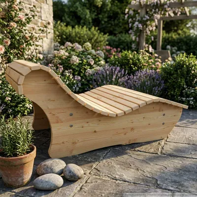 Produktbild von Holzliege Wellenliege Waldsofa Relaxliege "Heiner" Gartenliege 100cm Lärche