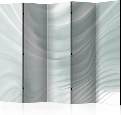 Produktbild von 5-teiliger Einseitiger Vlies Paravent - Waving White II 225x172 cm Muster a-B-0003-z-c