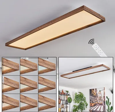 Produktbild von Pudiano dimmbare Deckenlampe aus Metall/MDF/Kunststoff, Schwarz/Holzoptik/Weiß