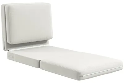Imagen del producto de Sillón reclinable - Silla plegable - Puf - Sillón de relax - Cojín para sentarse - Blanco crema - Diseño plegable