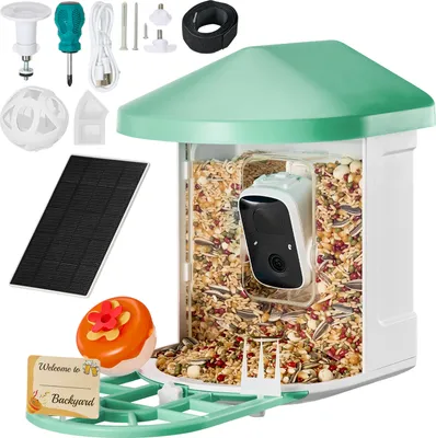 Produktbild von SucceBuy Smarte Vogel-Fütterer-Kamera, 2K HD, KI 10.000+ Arten, Solar, Automatische Aufnahme, Benachrichtigung, Grün, Outdoor-Geschenk