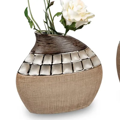 Produktbild von Deko Vase KARAMELL oval 20x19cm creme braun Keramik Formano WA