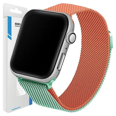 Imagen del producto de Correa Para Apple Watch Beline, Diseño Ocelote, 42/44/45/49 Mm, Color Verde/Naranja