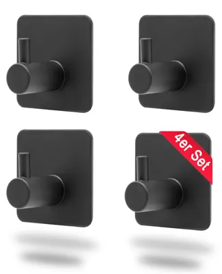 Productafbeelding van Omgoods - Set van 4 Zelfklevende Handdoekhaken voor Badkamer, Zwart