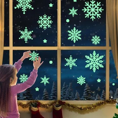 Immagine prodotto di Decorazioni natalizie per vetrine, 124 pezzi, fiocchi di neve autoadesivi