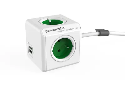 Obrázek produktu pro POWERCUBE Síťový kabel 230V prodlužovací CEE7 (vidlice) - POWERCUBE 1.5m EXTENDED USB zelený