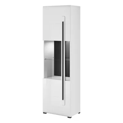 Produktbild von Masseno Vitrinenschrank TULLIA 204 x 60 cm Modern Wohnzimmer Vitrine mit Tür Weiß / Weiß