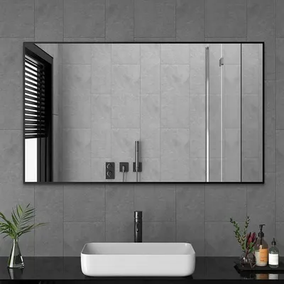 Imagen del producto de Espejo rectangular de 70x120 cm, espejo de pared con marco , espejo de baño con marco de metal , espejo de maquillaje para salón, baño o dormitorio, decoración de pared