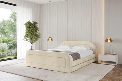 Produktbild von ALTDECOR Polsterbett mit Bettkasten - LERIS-Z-v1 180x200 Beige- Bett mit Kopfteil und Fußteil, Boxbett ohne Matratze, Doppelbett mit Stauraum