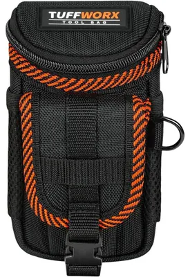 Productafbeelding van Gereedschapszak met riemclip, zwart-oranje, stevige nylon constructie, met rits