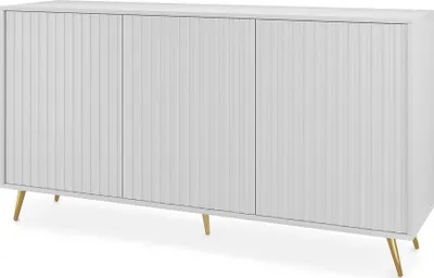 Obrázek produktu pro Selsey - Komoda Bello se žaluziovými dvířky 154 cm bílá se zlatými nožkami