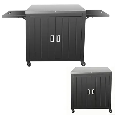 Immagine prodotto di Carrello da cucina da esterno con piano di lavoro in acciaio inossidabile - Carrello mobile per barbecue