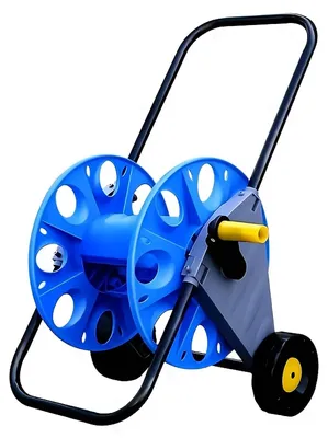 Produktbild von Gartenschlauchwagen - Schlauchwagen mit Rädern - Metall - Einfache Montage - Zur Bewässerung von Pflanzen und Rasen - Blau