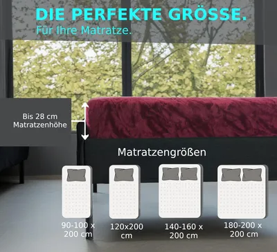 Produktbild von MALIKA® Premium warme Spannbettlaken Cashmere-Touch Bettlaken Jersey Fleece Spannbetttuch Laken, Farbe:Bordeux, Größe:140-160 x 200 cm