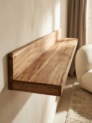 Produktbild von Wandregal MUMBAI Massiv-Holz Akazie Holzregal 160 cm Landhaus-Stil Hänge-Regal Echt-Holz Wand-Board Natur-Produkt