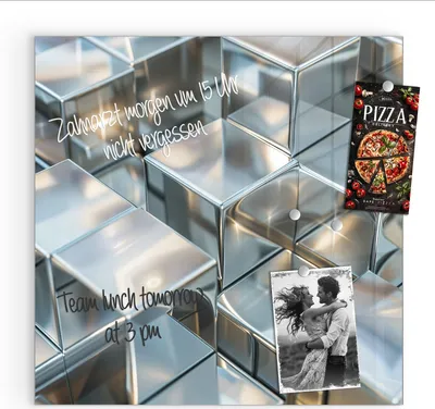Produktbild von Magnettafel 30x30cm Pinnwand Whiteboard beschreibbar - Metallische Würfel
