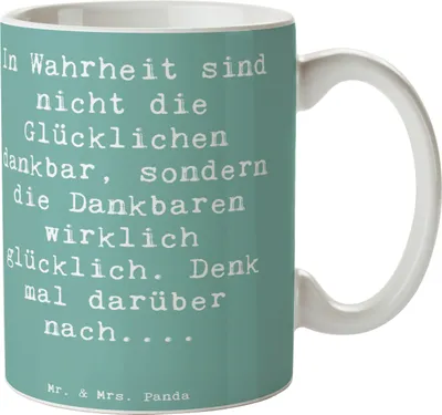 Produktbild von Mr. & Mrs. Panda Teebecher Spruch Dankbarkeit für kleine Dinge - Meeresbrise - Geschenk, Besinnung, Becher, Lebensfreude, Zitat, Gefühl, Kaffeebecher, Pott, Kaffeetasse