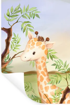 Produktbild von MuchoWow® Wandtattoo Wandsticker Wandaufkleber Dschungel - Giraffe - Tiere 60x90 cm Selbstklebend und Repositionierbar - Sticker - Dekorfolie