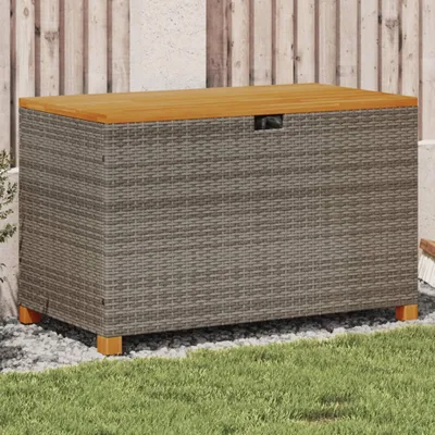 Produktbild von vidaXL Zahradní truhla šedá 110x55x63 cm polyratan akátové dřevo