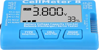 Produktbild von Cyfrowy miernik poziomu naładowania baterii, CellMeter 8 Cyfrowy miernik poziomu naładowania baterii do LiPo, LiFe, Li-Ion