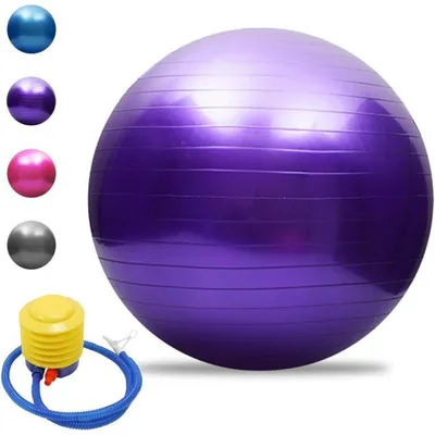 Obrázek produktu pro Gymnastický míč, antiburstový, 65 cm, fialový, s nafukovací pumpou