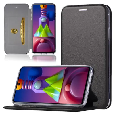 Produktbild von Handy Schutz Hülle für Samsung Galaxy M53 5G Handytasche mit Magnetdeckel Kartenfach und Standfunktion Klapphülle Schwarz
