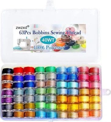 Produktbild von 63-teiliges Set Farbige Garn-Kleider für Nähmaschine - Standard Waschgröße