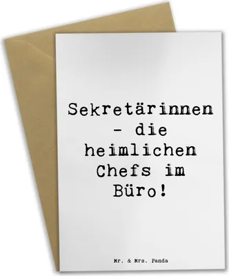 Produktbild von Mr. & Mrs. Panda Klappkarte Spruch Sekretärin Chefin - Weiß - Geschenk, Multitasking, Berufsalltag, Berufe, handgefertigte Geschenke, Sekretärinnen, Büro, osterkarten
