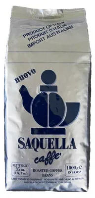 Image de Saquella Miscela Blu Espresso en grains 1 kg : corsé, onctueux, plein en bouche, grains de café entiers