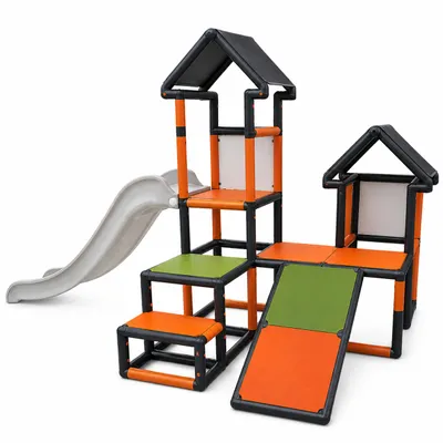 Produktbild von Move and Stic Rutschturm FRANKA mit Rutsche & Kletterelementen, KI-generiertes Bild