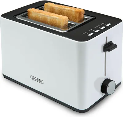 Productafbeelding van Bourgini Tosti Toaster met bagelfunctie - Broodrooster met Tostiklemmen - Wit - Matte finish - Extra brede sleuf geschikt voor 2 tosti's - Instelbare bruiningsstand, ontdooifunctie en opwarmfunctie