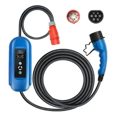 Obrázok produktu pre Nabíjačka EV, rýchle nabíjanie 11 kW, zástrčka typu 2, 5 m kábel, modrá