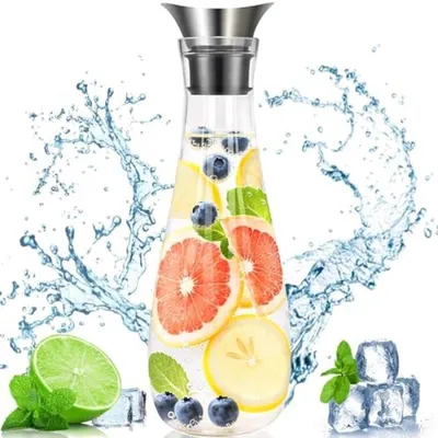 Productafbeelding van PromoHome® Glazen waterkan, 1,5 liter – Stofdicht deksel en hittebestendig