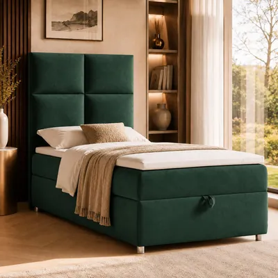 Produktbild von Best for Home Boxspringbett mit Bettkasten Trinity K2-SINGLE 90x200 Bonellfederkern inkl. Topper – Grun