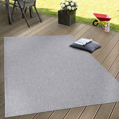 Produktbild von Outdoor Teppich wetterfest Garten & Terrasse flachgewebt Uni Sisaloptik robust Grösse 160x220 cm