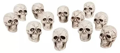 Productafbeelding van Schedeltjes 4x3 cm 12 stuks Halloween Boland Timstor