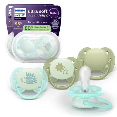 Produktbild von Philips AVENT Schnuller SCF094/09 ultra soft für Tag und Nacht, Ultraweicher Schnuller, Kieferorthopädisch, Silikon, Junge/Mädchen, Spülmaschinenbeständig