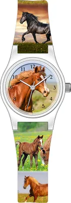 Produktbild von Armbanduhr Mädchen Uhr Kinder Pferd Brauner Geschenk analog quarz