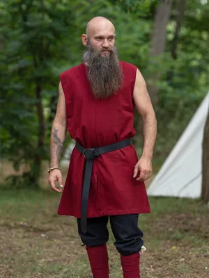 Produktbild von Schlichte Mittelalter Tunika ärmellos Rot "Viggo" S