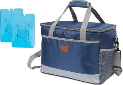 Produktbild von Jayseuw 15 L Kühltasche Isoliertasche Thermotasche Wasserfest Picknicktasche Faltbar Kühlbox mit 2er-Set Kühlakkus Kühlelemente Camping Lunch Blau