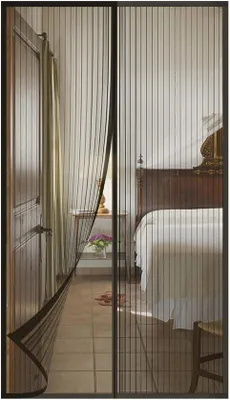 Obrázok produktu pre Automatická magnetická balkónová mreža – 100 x 240 cm, čierna – bez vŕtania – proti komárom – obývačka