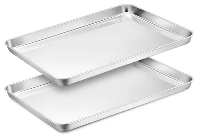 Productafbeelding van Bakplaat, set van 2, roestvrij staal, 40,4 x 30,6 x 2,5 cm