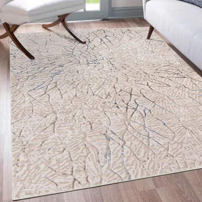 Produktbild von Mazovia Teppich Beige Modern Abstrakt - Wohnzimmer, Schlafzimmer, Esszimmer, Büro, Kurzflor Rechteckig - ® Zertifikat, Braun - 80 x 150 cm