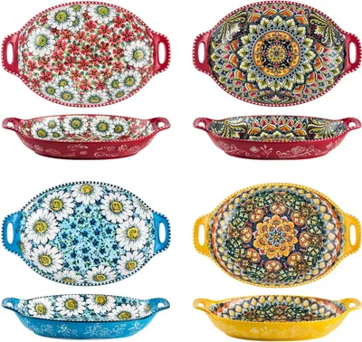 Image de Saladier de 945 ml, lot de 4, en porcelaine, avec des anses, idéal pour les fêtes