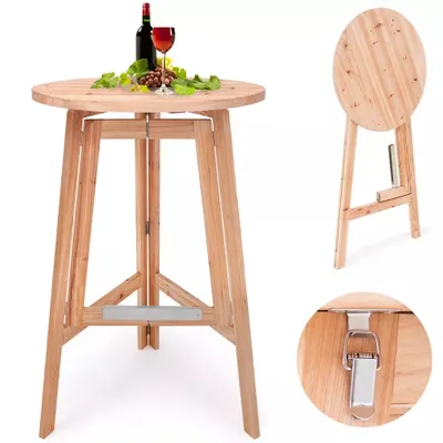 Produktbild von CASARIA® Stehtisch Klappbar Massiv Holz 78cm x 111 cm Rund Bistrotisch Partytisch Holzstehtisch Gartentisch Klapptisch