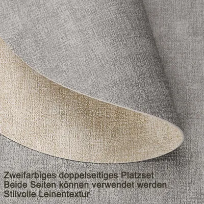 Immagine prodotto di Sottopiatti in materiale sintetico effetto pelle e sottobicchieri, color grigio chiaro e crema, set da 6, dimensioni 40,5 x 33 cm