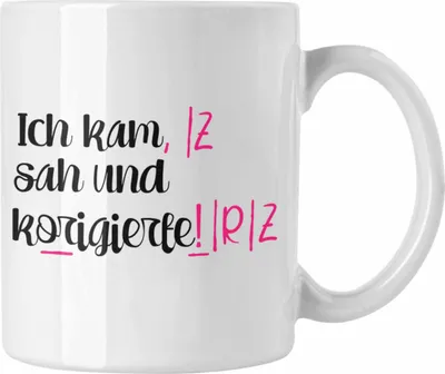 Produktbild von Trendation - Lehrerin Geschenk Tasse Spruch Grundschule Geschke Lustig für Lehrerinnen Abschied Geschenkidee Englisch Deutsch (Weiß)