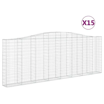 Produktbild von Gabionen mit Hochbogen 15Stk. 400x30x140/160cm Verzinktes Eisen