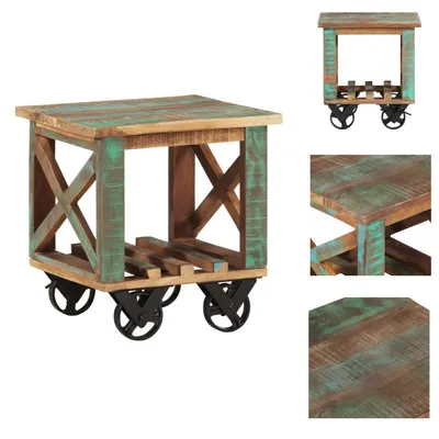 Produktbild von vidaXL Beistelltisch mit Rädern 40x40x42 cm Altholz Massiv -  Beistelltische
